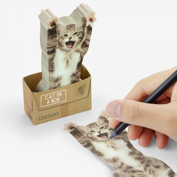 Sticky Note Cat In A Box