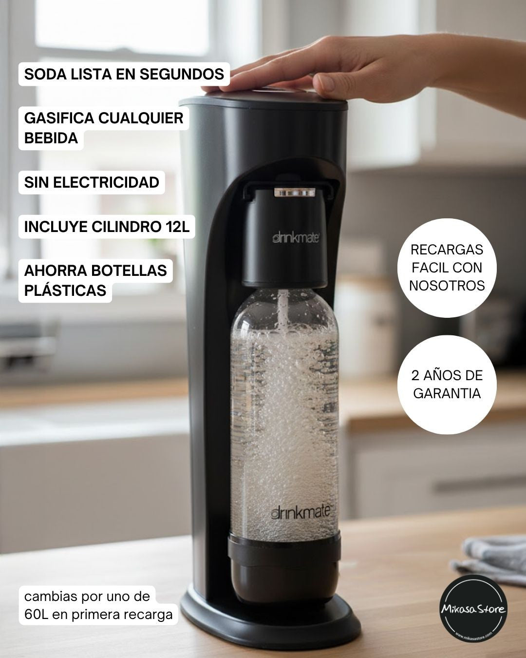 Máquina Negra Para Gasificar  Cualquier Bebida Drinkmate