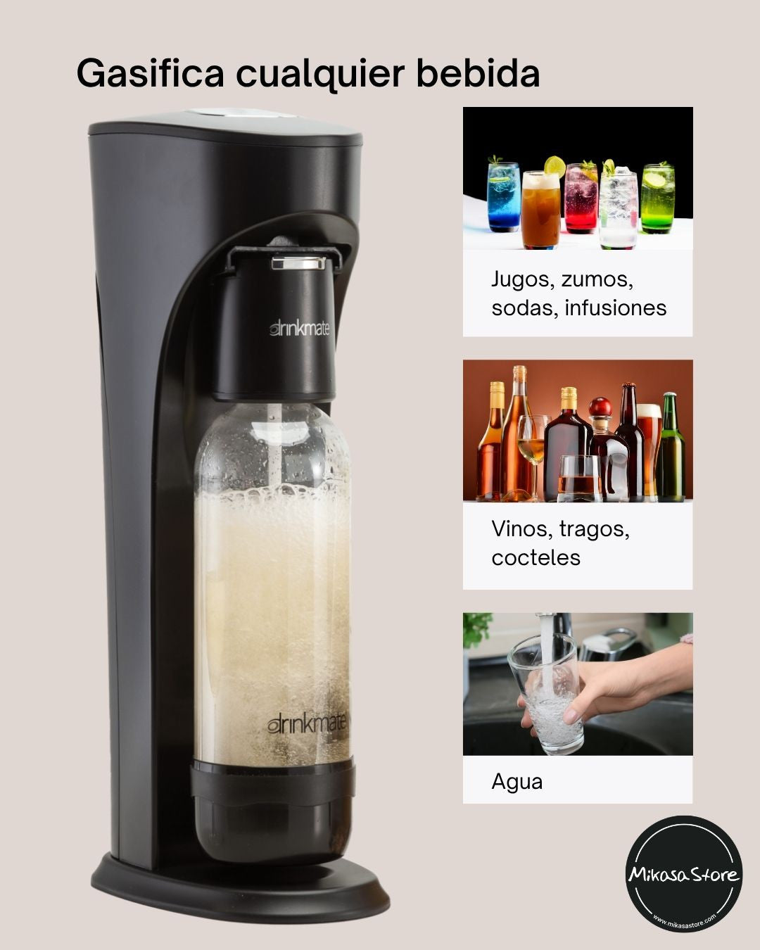 Máquina Negra Para Gasificar  Cualquier Bebida Drinkmate