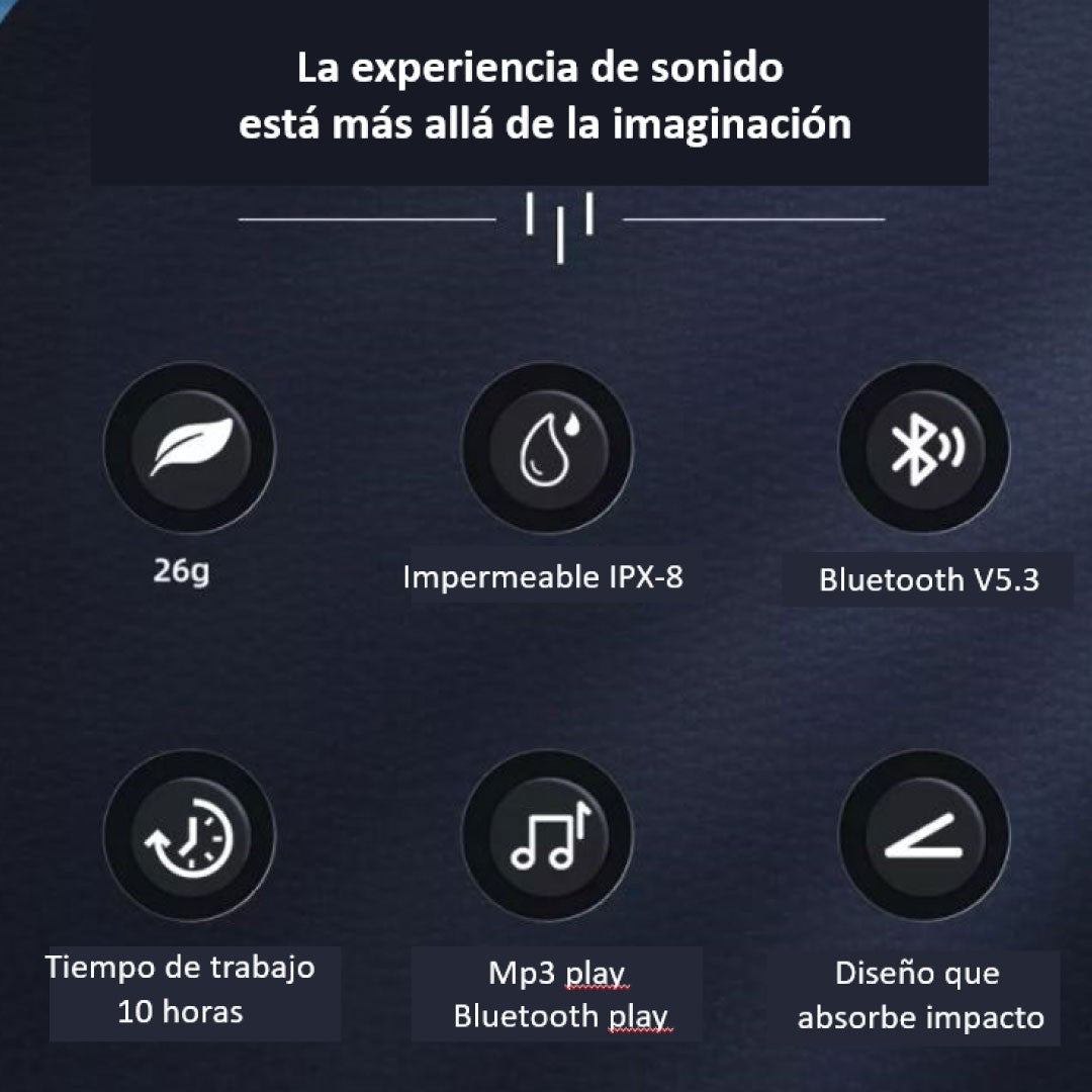 Audífonos de conducción ósea a prueba de agua IPX8