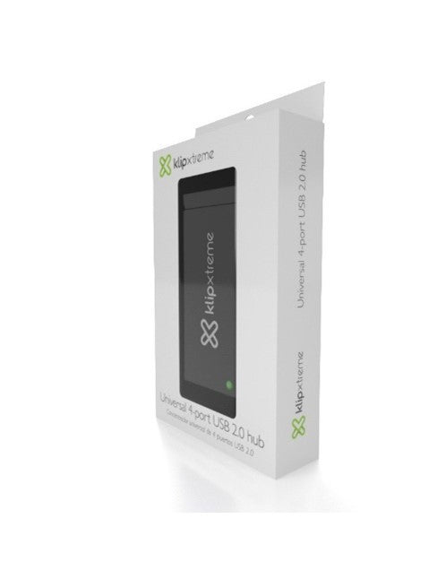 Klipx negro portátil 4 puertos