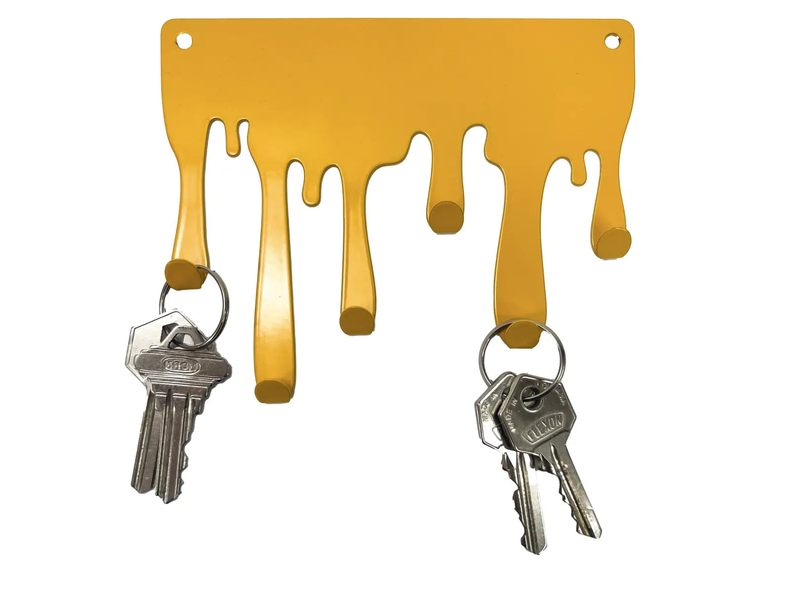 Portallaves Pared En Metal Melted Efecto Derretido Amarillo