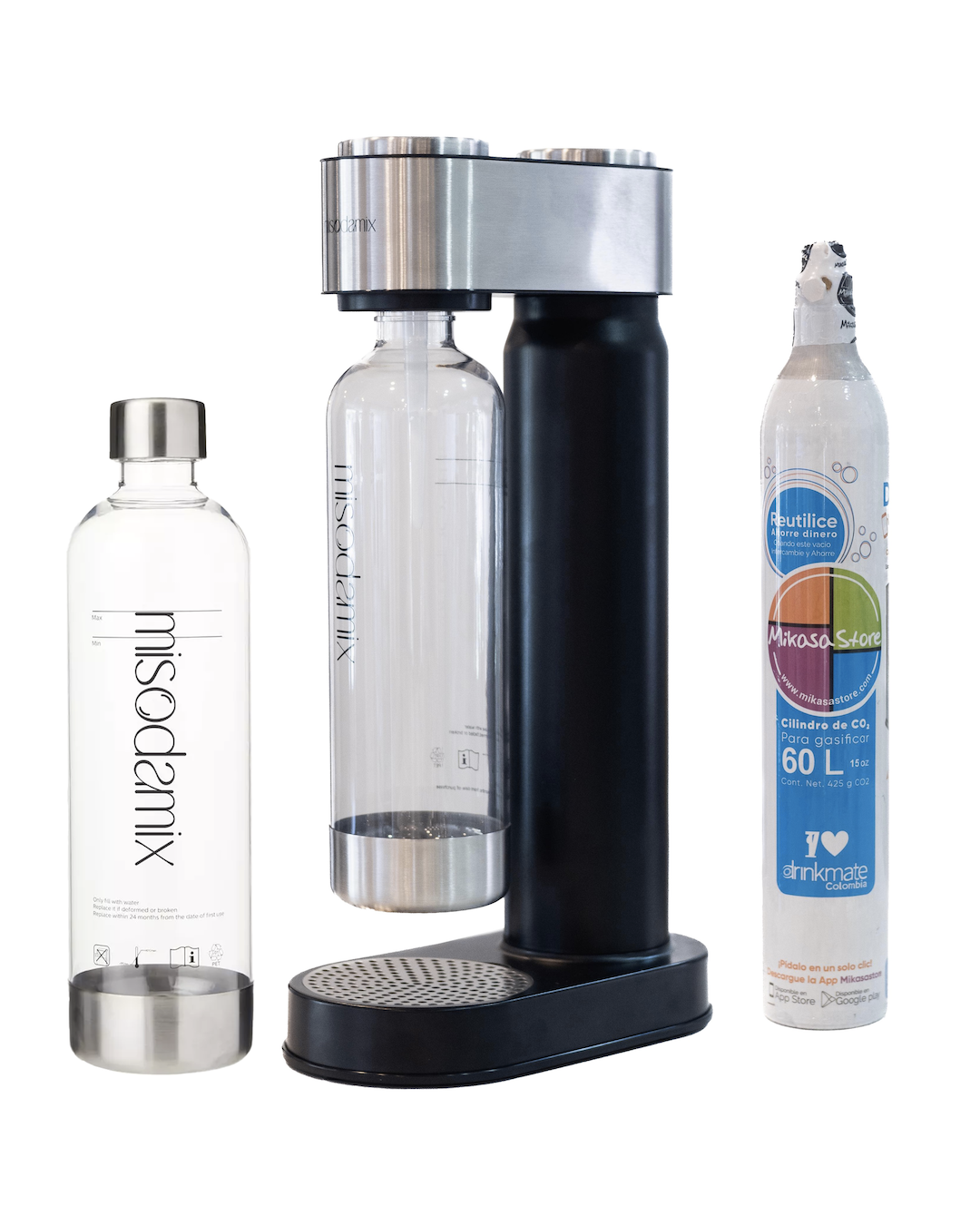 Combo Máquina gasificadora de agua MISODAMIX + Botella 1Litro