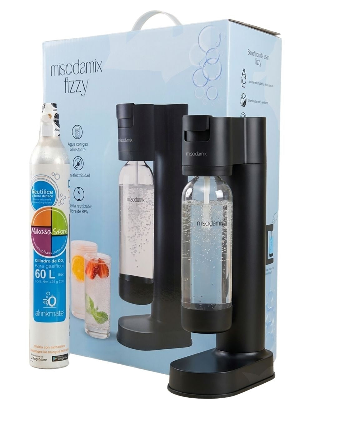 Máquina gasificadora de agua MISODAMIX Fizzy Negra