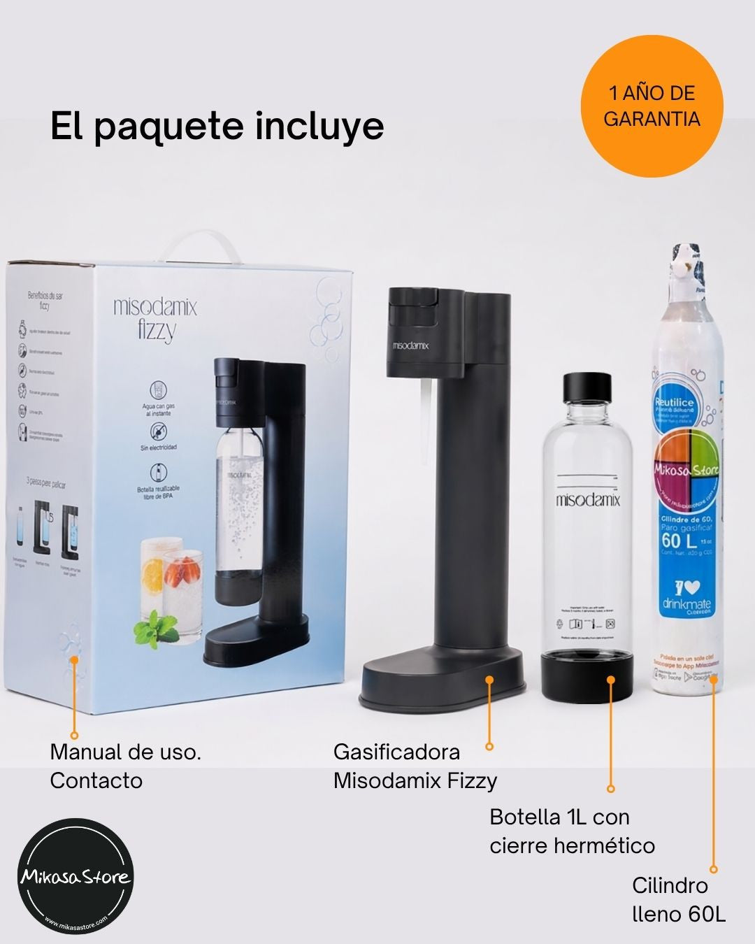 Máquina gasificadora de agua MISODAMIX Fizzy Negra