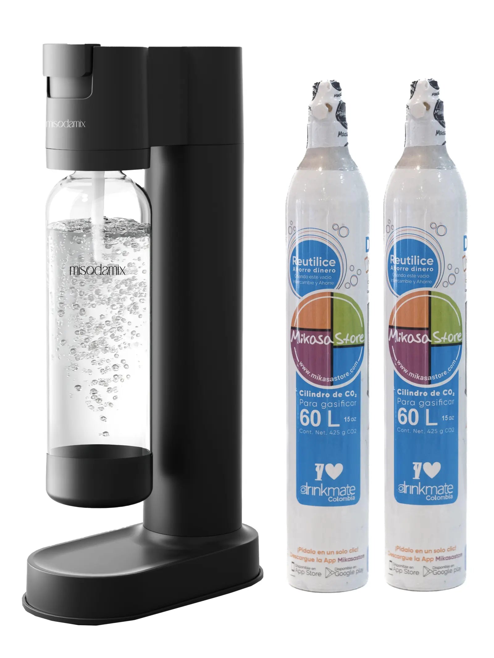 Combo Máquina gasificadora de agua MISODAMIX FIZZY + 1 Cilindro Repuesto