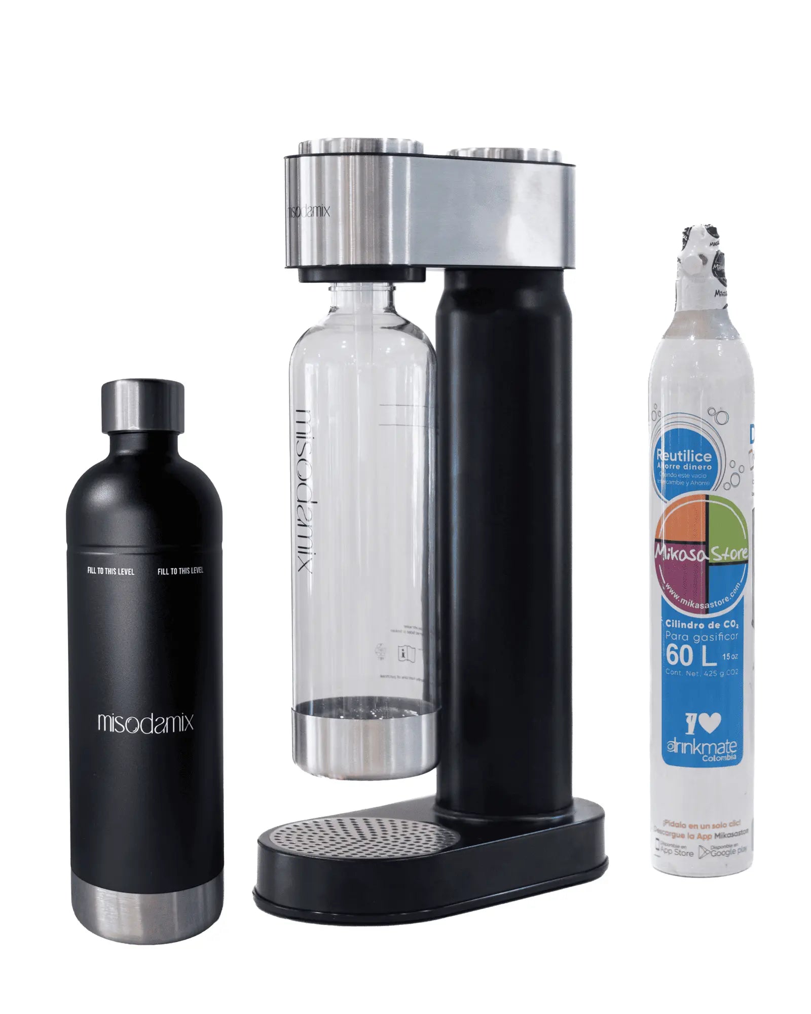 Combo Máquina gasificadora de agua MISODAMIX + Botella Acero Inoxidable