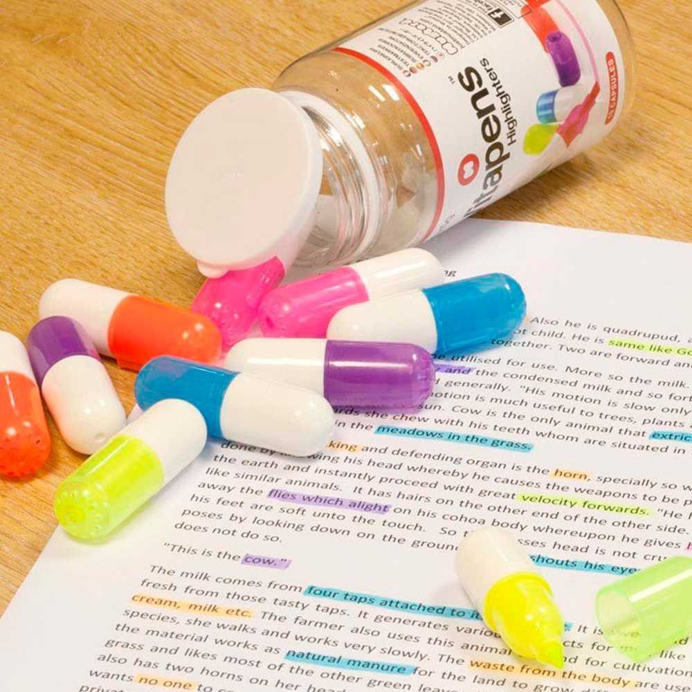 resaltadores en forma de vitaminas