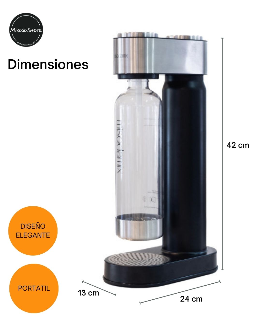 Combo Máquina gasificadora de agua MISODAMIX + Botella + 1 Cilindro Repuesto