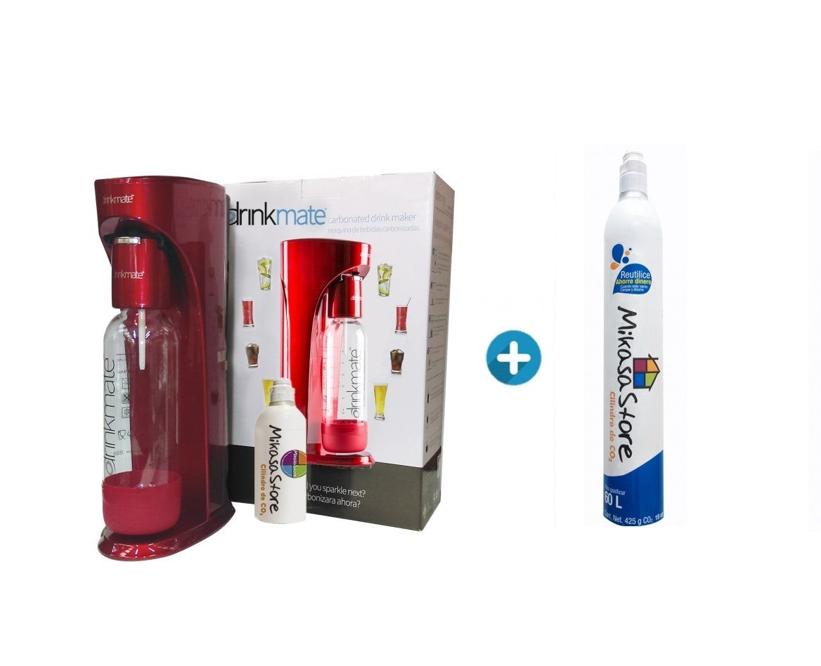 Combo Máquina Roja para hacer agua con gas y gaseosa + Cilindro de repuesto
