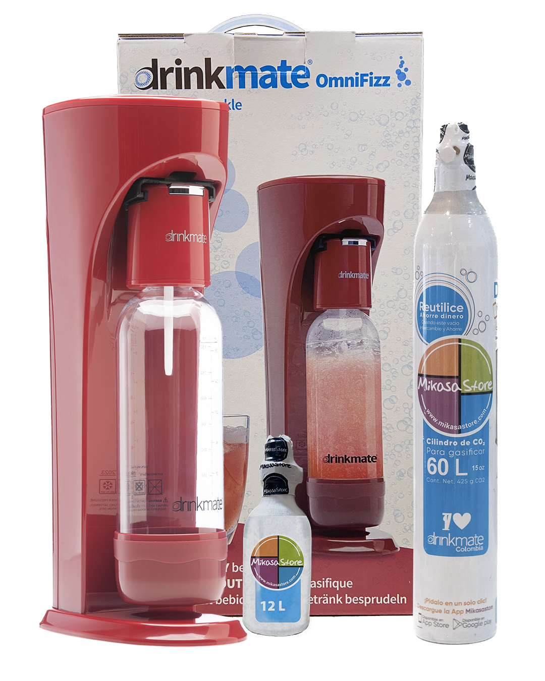 Combo Máquina Roja para hacer agua con gas y gaseosa + Cilindro de repuesto