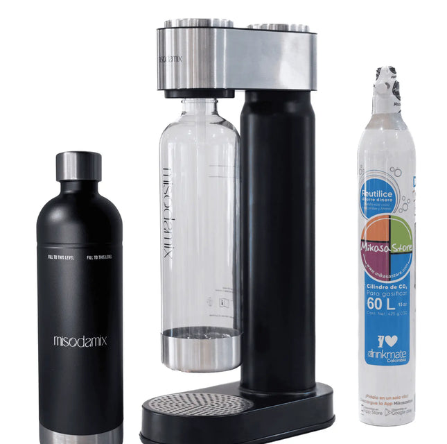 Combo Máquina gasificadora de agua MISODAMIX + Botella Acero Inoxidable