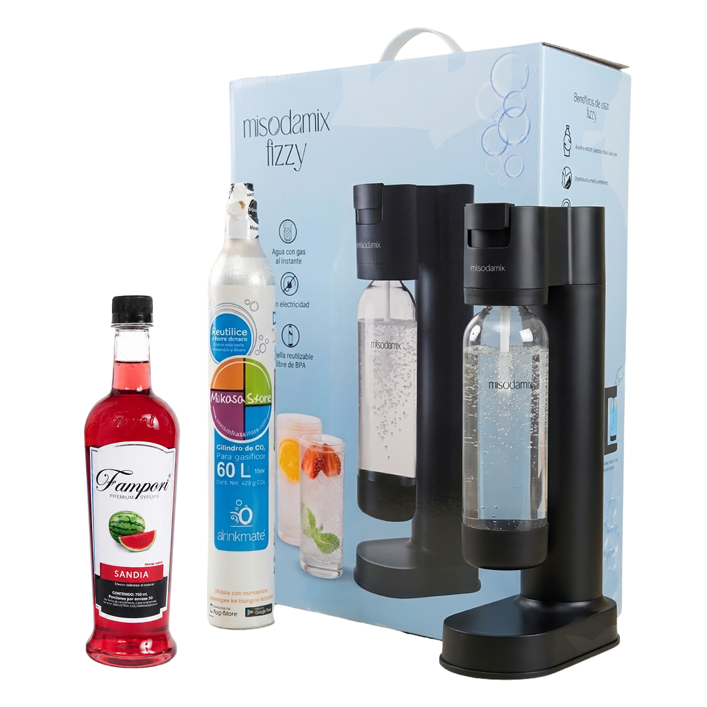Combo Máquina MISODAMIX Fizzy Negra + Saborizante