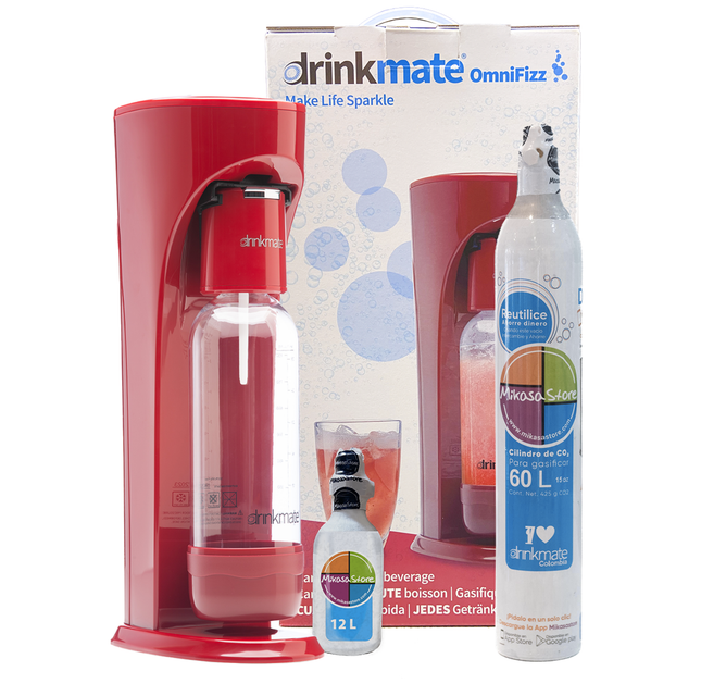 Combo Máquina Roja para hacer agua con gas y gaseosa + Cilindro de repuesto