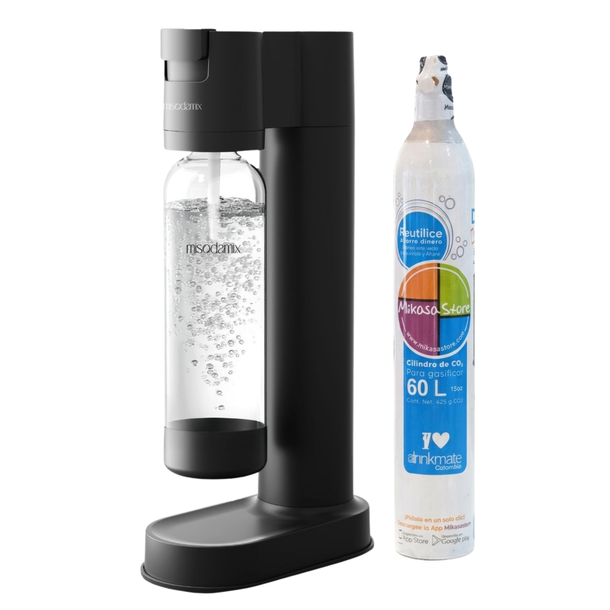 Máquina gasificadora de agua MISODAMIX Fizzy Negra