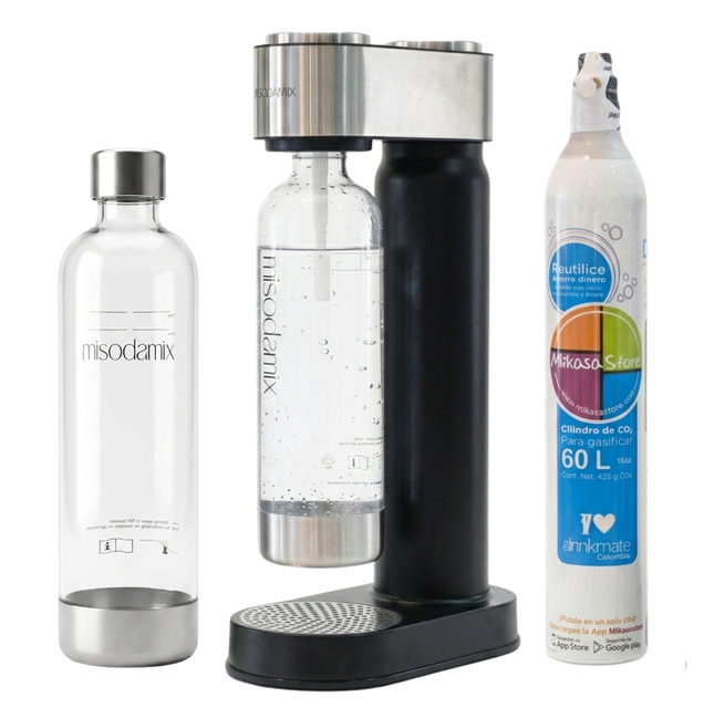 Combo Máquina gasificadora de agua MISODAMIX + Botella 1Litro